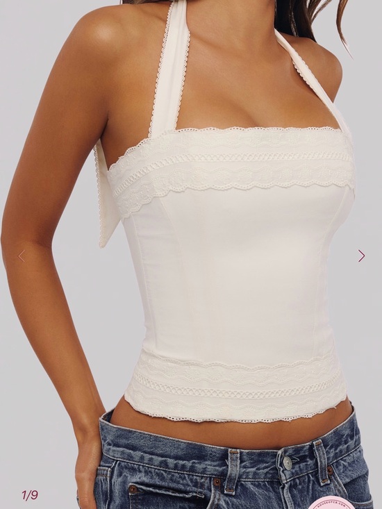 House of CB Tops - House of CB Ivory Lace-Trim Halter Camisole